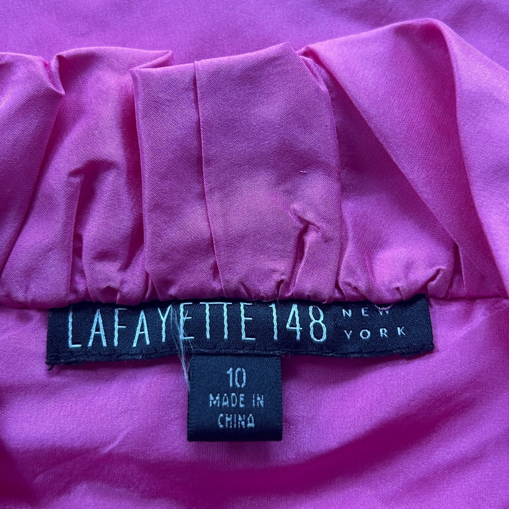 Lafayette 148 New York Pink Ruffled Puff Sleeve Blouse Sz 10 - Picture 4 of 9